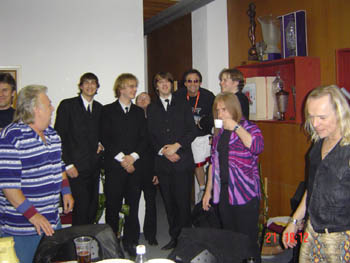 Brouci Beatles cover band and dressing room people