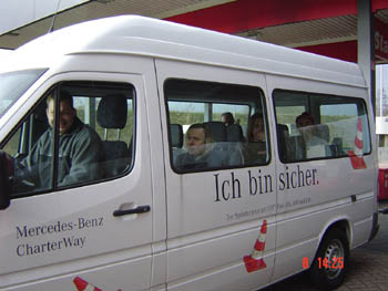 Achim driving the van