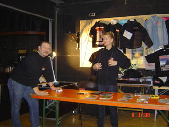 Harald and Angela at the merchandising stand