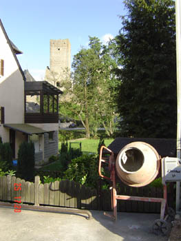 Contrast old building and cement mixer 012