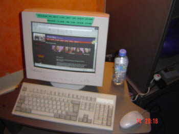 Checking the website on studio computer